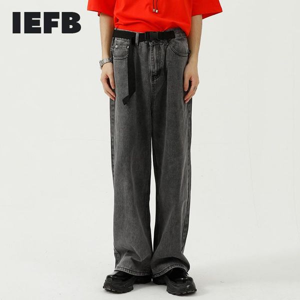 men's jeans iefb washing loose straight wide leg denim pants belt design grey 2021 fashion causal trousers vintage 9y8156, Blue
men's jeans iefb washing loose straight wide leg denim pants belt design grey 2021 fashion causal trousers vintage 9y8156, Blue