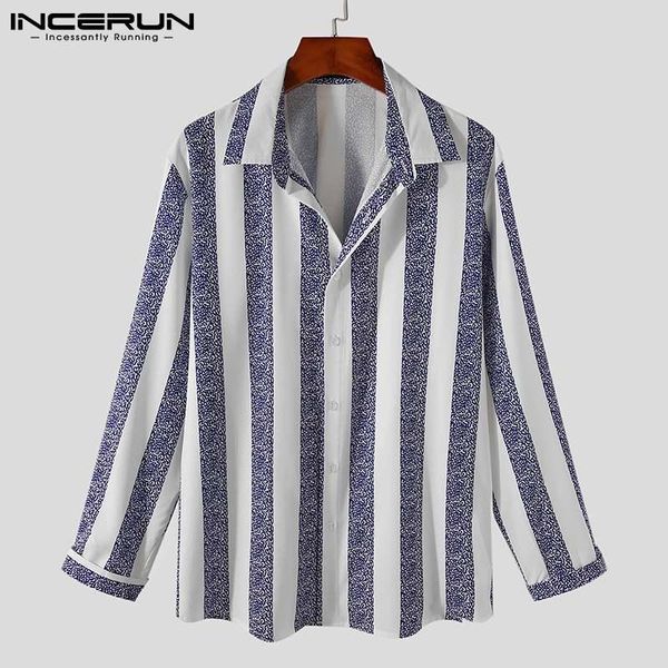 men's casual shirts 2021 men striped shirt lapel long sleeve streetwear button camisas breathable fashion clothing s-5xl incerun, White;black
men's casual shirts 2021 men striped shirt lapel long sleeve streetwear button camisas breathable fashion clothing s-5xl incerun, White;black
