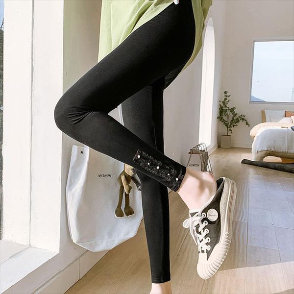 women's leggings women lace beading fitness leggins elastic high waist casual spring summer thin push up slim stretch legging, Black
women's leggings women lace beading fitness leggins elastic high waist casual spring summer thin push up slim stretch legging, Black