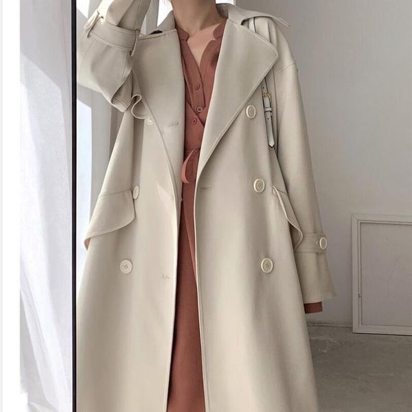 2021 new women's autumn coat loose slim fit over the knee british style temperament mid-length coat, Tan;black
2021 new women's autumn coat loose slim fit over the knee british style temperament mid-length coat, Tan;black
