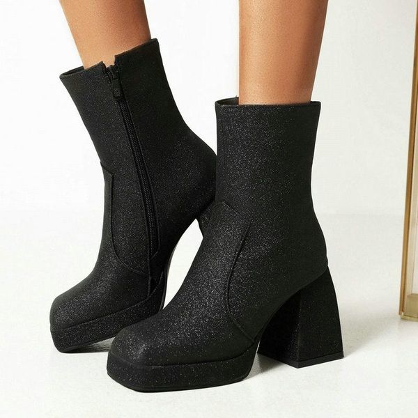 boots 2021 women ankle platform thick high heel ladies short pu leather bling side zipper square toe black
boots 2021 women ankle platform thick high heel ladies short pu leather bling side zipper square toe black