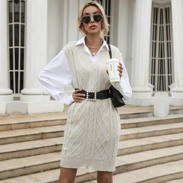 casual dresses duyit v-neck vest sweater dress women's autumn product mid-length retro twist knit, Black;gray
casual dresses duyit v-neck vest sweater dress women's autumn product mid-length retro twist knit, Black;gray