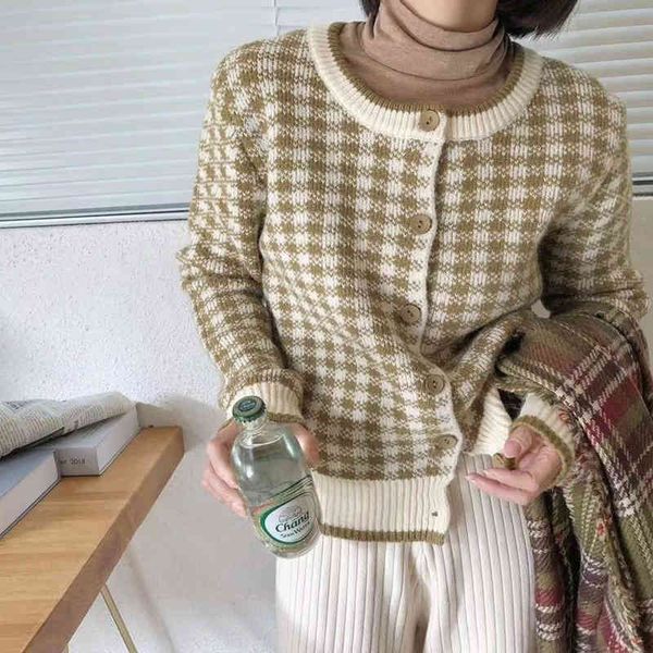women's knits & tees vintage autumn single contrast color the neck check cardigan knitted or crocheted female sweater long sleeve cardi, White
women's knits & tees vintage autumn single contrast color the neck check cardigan knitted or crocheted female sweater long sleeve cardi, White