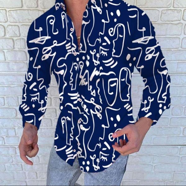 men's casual shirts hawaiian men abstract pattern long sleeve for single-breasted lapel mens clothing, White;black
men's casual shirts hawaiian men abstract pattern long sleeve for single-breasted lapel mens clothing, White;black