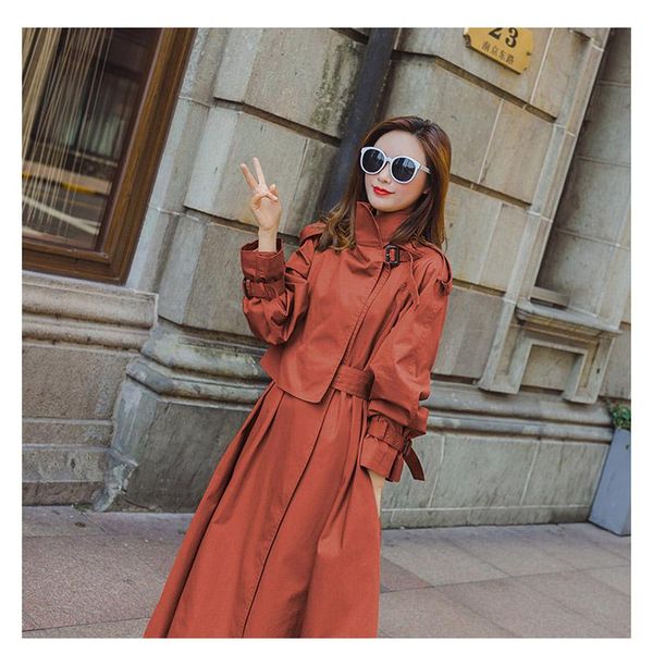 women's trench coats casual classic x-long coat for spring and autumn long sleeve windproof collar fashion loose outerwear casaco f976, Tan;black
women's trench coats casual classic x-long coat for spring and autumn long sleeve windproof collar fashion loose outerwear casaco f976, Tan;black