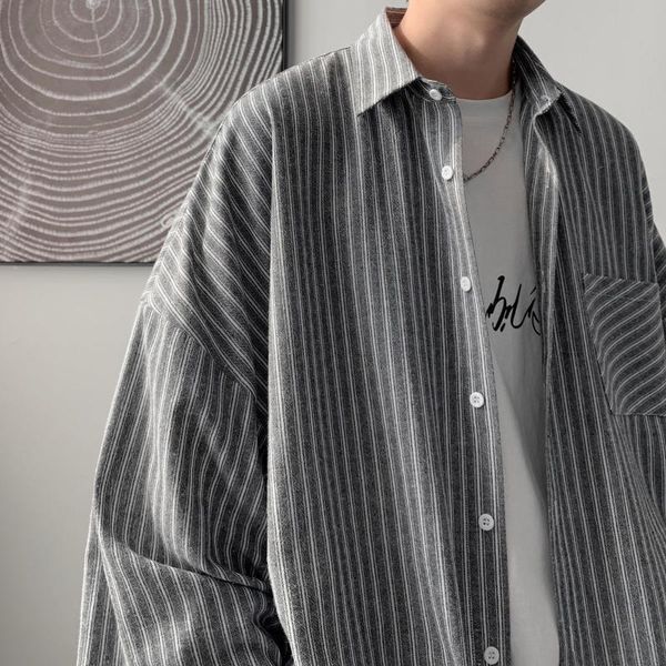 men's casual shirts inxyz korean striped shirt 2021 streetwear fashion business loose cardigan women oversize spring autumn, White;black
men's casual shirts inxyz korean striped shirt 2021 streetwear fashion business loose cardigan women oversize spring autumn, White;black