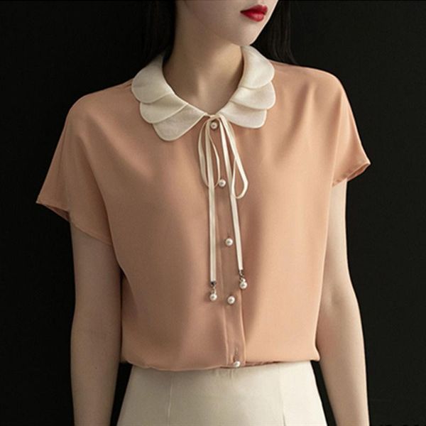 women's blouses & shirts bow neck chiffon women summer 2021 turn-down collar shorts solid office lady outwear, White
women's blouses & shirts bow neck chiffon women summer 2021 turn-down collar shorts solid office lady outwear, White