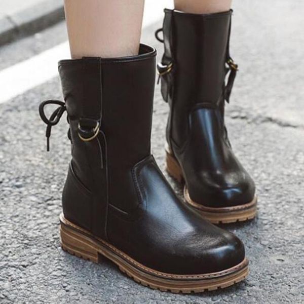 boots zapatos de mujer women retro leather shoes woman rear lace up fashion ankle winter botas fa79, Black
boots zapatos de mujer women retro leather shoes woman rear lace up fashion ankle winter botas fa79, Black