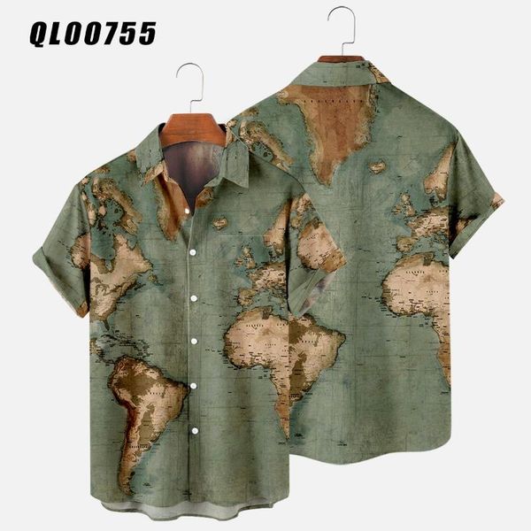 men's casual shirts loose turn-down-collar hawaiian men 2021 button 3d map printed short sleeve blouses, White;black
men's casual shirts loose turn-down-collar hawaiian men 2021 button 3d map printed short sleeve blouses, White;black