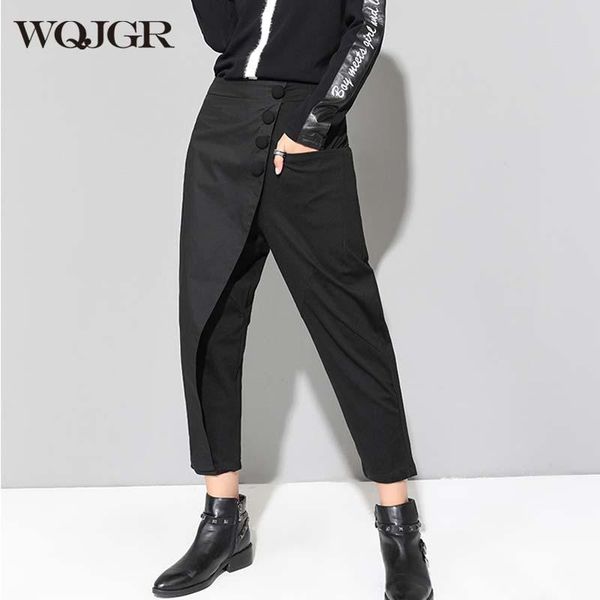women's pants & capris wqjgr spring 2021 streetwear women button ankle length black spliced middle elastic waist trousers, Black;white
women's pants & capris wqjgr spring 2021 streetwear women button ankle length black spliced middle elastic waist trousers, Black;white
