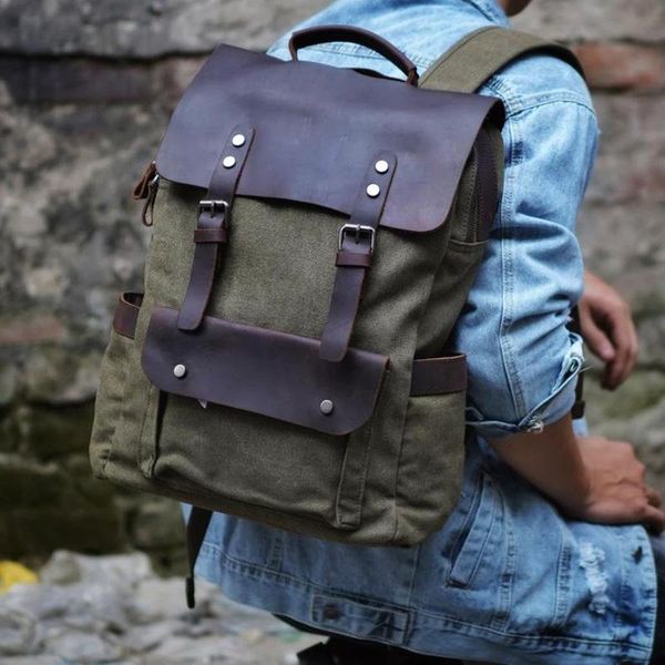 backpack mountaineering bag fashion men vintage canvas leather school neutral portable wearproof travel
backpack mountaineering bag fashion men vintage canvas leather school neutral portable wearproof travel