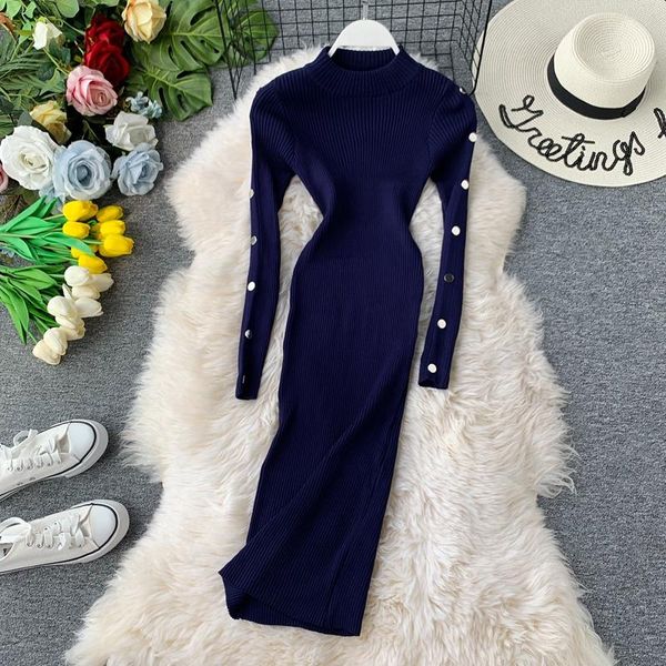 casual dresses 2021 vintage button slim autumn winter bodycon knitted sweater midi pencil dress party women office warm vestidos, Black;gray
casual dresses 2021 vintage button slim autumn winter bodycon knitted sweater midi pencil dress party women office warm vestidos, Black;gray