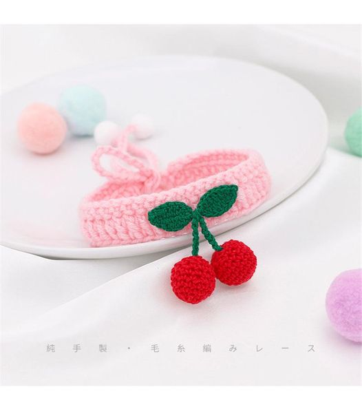 super cute dog collars for small medium dog cherry pendant manual cotton knitted collars puppy kitten necklace accessories
super cute dog collars for small medium dog cherry pendant manual cotton knitted collars puppy kitten necklace accessories