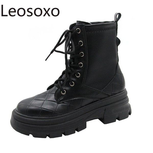 boots women's autumn fashion motorcycle style thick soles british lace-up warm ankle, Black
boots women's autumn fashion motorcycle style thick soles british lace-up warm ankle, Black