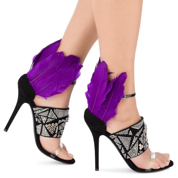 sandals 2021 purple feather women gladiator crystal decor ankle strap summer shoes high heels lady sandalias femmes, Black
sandals 2021 purple feather women gladiator crystal decor ankle strap summer shoes high heels lady sandalias femmes, Black