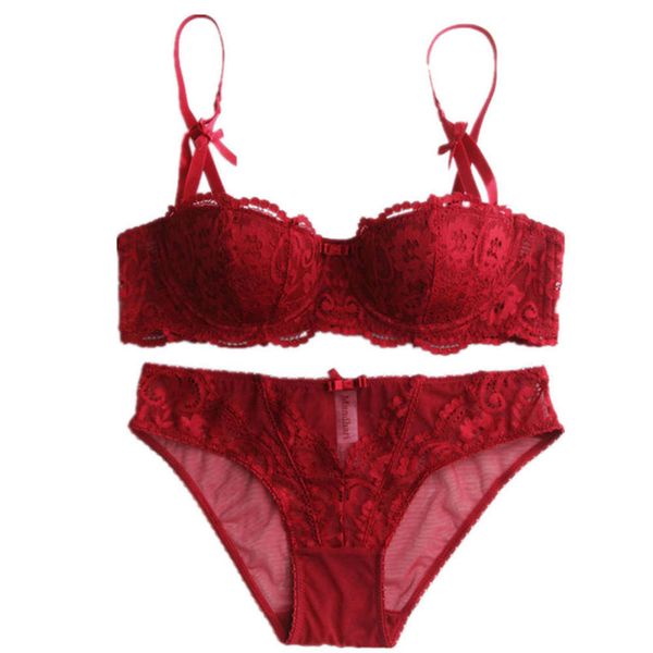 lace bra suit thin mold cup girls gather underwear half temptation translucent, Red;black
lace bra suit thin mold cup girls gather underwear half temptation translucent, Red;black
