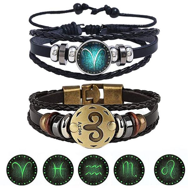 charm bracelets 2pcs/set 12 constellation luminous leather bracelet zodiac horoscope braided bangle men women jewelry wrist gift, Golden;silver
charm bracelets 2pcs/set 12 constellation luminous leather bracelet zodiac horoscope braided bangle men women jewelry wrist gift, Golden;silver