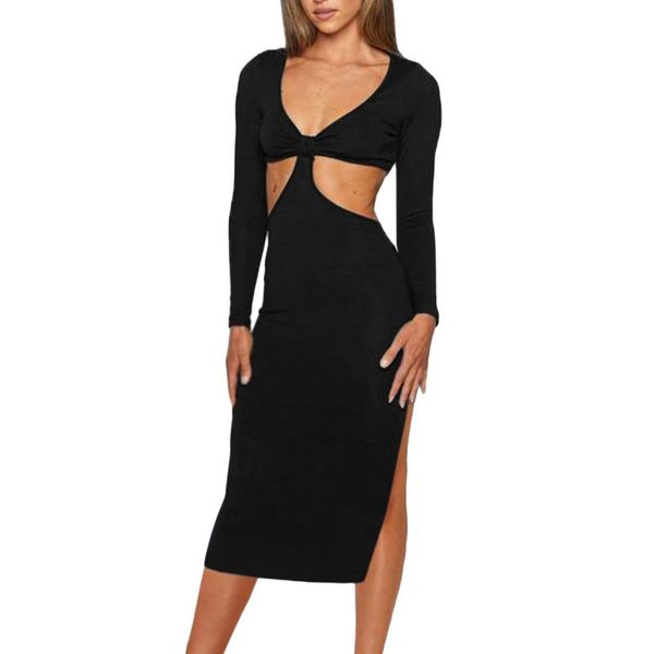 casual dresses women long sleeve skinny dress fashion solid color backless split mid-length, Black;gray
casual dresses women long sleeve skinny dress fashion solid color backless split mid-length, Black;gray