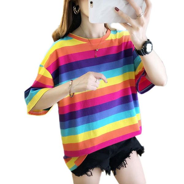 women's t-shirt rainbow stripes tshirt casual o-neck short sleeve fashion streetwear christmas shirt plus size kawaii womens clothing, White
women's t-shirt rainbow stripes tshirt casual o-neck short sleeve fashion streetwear christmas shirt plus size kawaii womens clothing, White