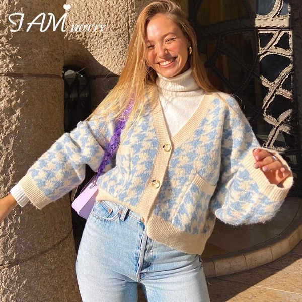 women's knits & tees blue houndstooth knitted cardigan for women 2021 y2k button-up autumn winter sweaters jumper pull femme korean fas, White
women's knits & tees blue houndstooth knitted cardigan for women 2021 y2k button-up autumn winter sweaters jumper pull femme korean fas, White