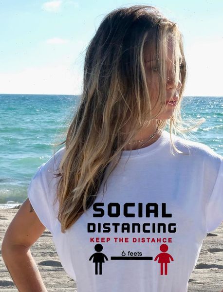 social distancing keep the distance 6 feets women t shirts summer short sleeve t shirt for female graphic camisetas mujer 2021, White
social distancing keep the distance 6 feets women t shirts summer short sleeve t shirt for female graphic camisetas mujer 2021, White