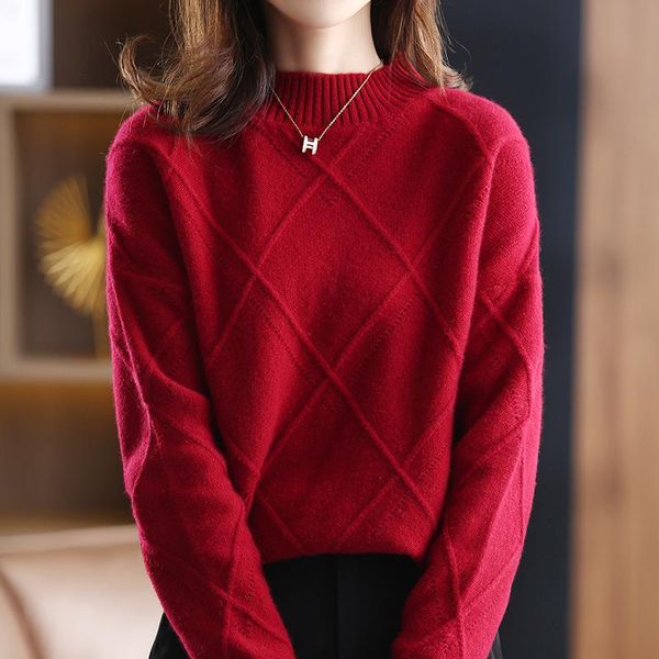 women's sweaters 2021winter cashmere sweater women half high neck knit large size 100%pure wool loose pullover wild thick base shirt la, White;black
women's sweaters 2021winter cashmere sweater women half high neck knit large size 100%pure wool loose pullover wild thick base shirt la, White;black