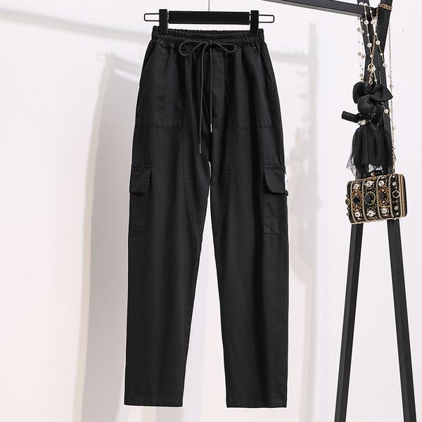 big pocket coveralls women's fall new tube high-waisted street casual black punk pants plus size capris z824, Black;white
big pocket coveralls women's fall new tube high-waisted street casual black punk pants plus size capris z824, Black;white