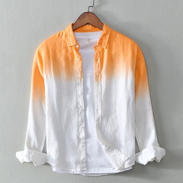 2021 men's gradient color linen shirt long sleeve casual spring breathable cotton linen fabric shirt fashion, White;black
2021 men's gradient color linen shirt long sleeve casual spring breathable cotton linen fabric shirt fashion, White;black