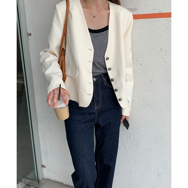women's t-shirt 2021 autumn v-neck long sleeve thin coat cardigan korean loose temperament small suit female 81052, White
women's t-shirt 2021 autumn v-neck long sleeve thin coat cardigan korean loose temperament small suit female 81052, White