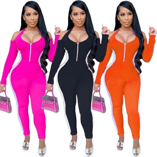 women designer jumpsuits long sleeve off shoulder nightclub fashion onesies female casual bodysuit yoga pants solid colour rompers, Black;white
women designer jumpsuits long sleeve off shoulder nightclub fashion onesies female casual bodysuit yoga pants solid colour rompers, Black;white