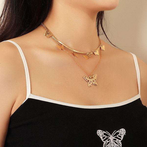 nz1778 jewelry temperament simple multi-layer clavicle chain versatile hollow out butterfly necklace, Silver
nz1778 jewelry temperament simple multi-layer clavicle chain versatile hollow out butterfly necklace, Silver
