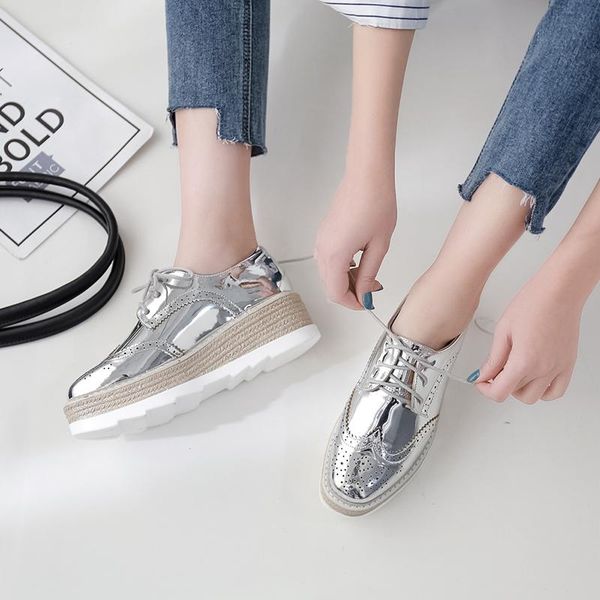 dress shoes spring british style female oxfords brogue muffin heels women's lace-up wedges pu pointed toe oulyyyogo, Black
dress shoes spring british style female oxfords brogue muffin heels women's lace-up wedges pu pointed toe oulyyyogo, Black