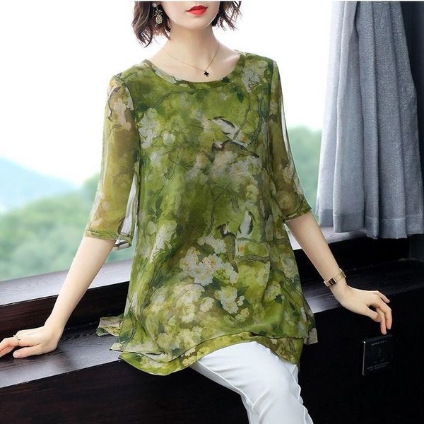 2021 new summer middle aged women fashion short sleeve o neck print blouse chiffon plus size 4xl casual pullover w10, White
2021 new summer middle aged women fashion short sleeve o neck print blouse chiffon plus size 4xl casual pullover w10, White