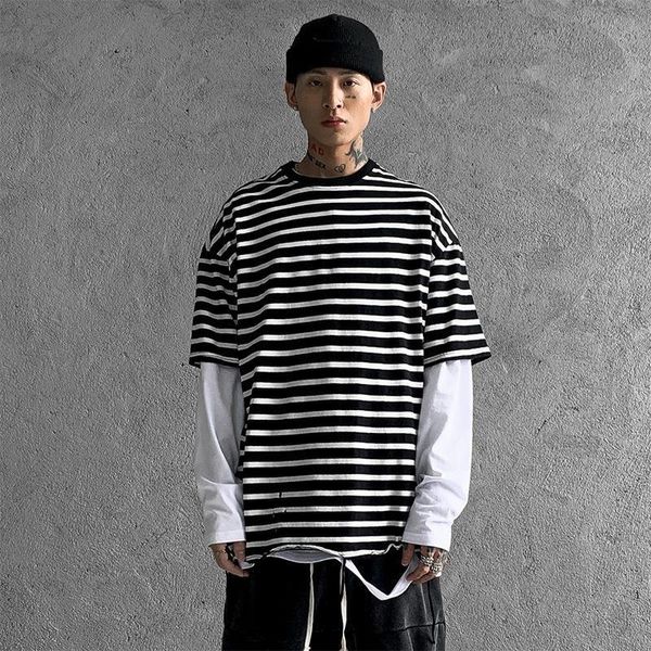 men's t-shirts harajuku hip-hop streetwear short sleeve t shirt men clothes tshirt loose underswing hole stripes t-shirt 2021 arrivals, White;black
men's t-shirts harajuku hip-hop streetwear short sleeve t shirt men clothes tshirt loose underswing hole stripes t-shirt 2021 arrivals, White;black