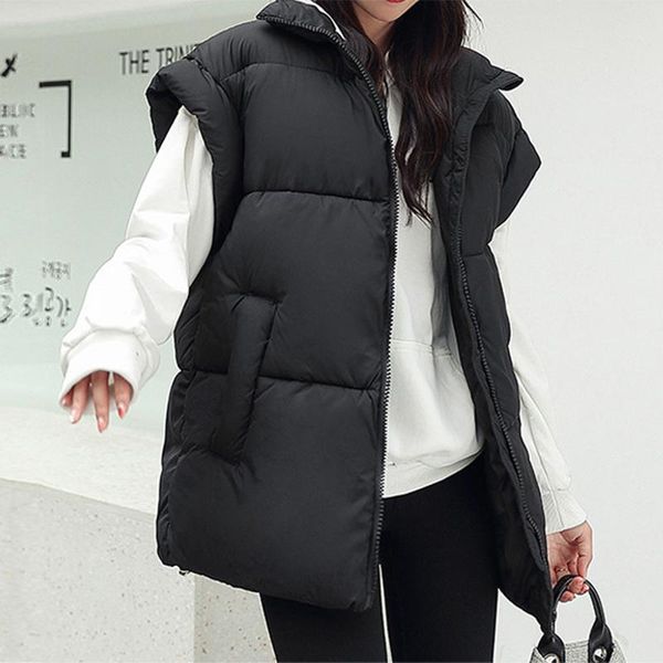 women's vests winter vest women sleeveless down jacket female korean fashion warm coat loose solid padded thick waistcoat, Black;white
women's vests winter vest women sleeveless down jacket female korean fashion warm coat loose solid padded thick waistcoat, Black;white