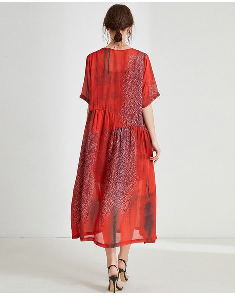 size female dress printed mid-length elegant summer gowns short sleeve dresses of fiesta pieces jtzm, Black;gray
size female dress printed mid-length elegant summer gowns short sleeve dresses of fiesta pieces jtzm, Black;gray