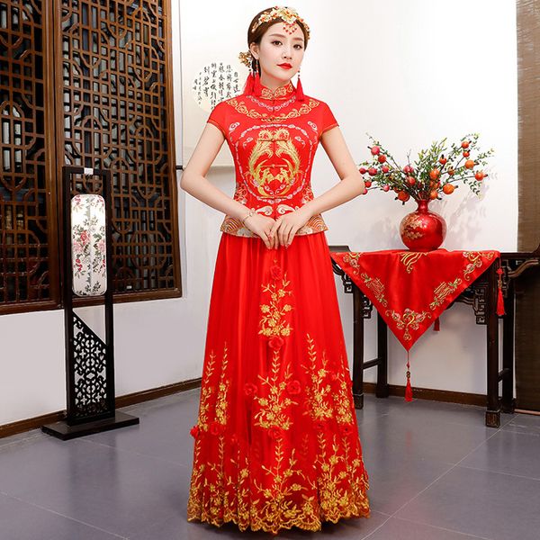 special red chinese bride fashion cheongsam suz tissue women gold spring autumn qipao s-xxxl tr6f, Blue;red
special red chinese bride fashion cheongsam suz tissue women gold spring autumn qipao s-xxxl tr6f, Blue;red