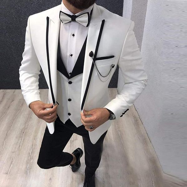 men's suits & blazers man 3 pieces for wedding groomsmen slim fit tuxedos groom beige white peaked lapel outfit costume homme, White;black
men's suits & blazers man 3 pieces for wedding groomsmen slim fit tuxedos groom beige white peaked lapel outfit costume homme, White;black