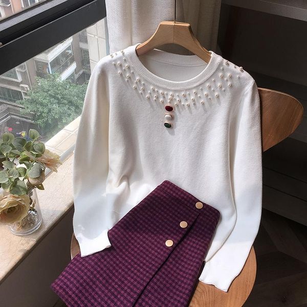 women's sweaters neck female 2021 sets a western style nail bead render sweater long-sleeved loose outside show thin coat, White;black
women's sweaters neck female 2021 sets a western style nail bead render sweater long-sleeved loose outside show thin coat, White;black