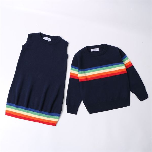 siblings outfit knitted sweater autumn children's clothing baby boy girl dress korean stripe warm 210625, Blue
siblings outfit knitted sweater autumn children's clothing baby boy girl dress korean stripe warm 210625, Blue