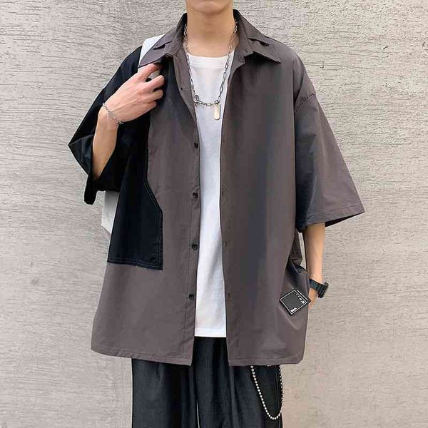 men's casual shirts summer short-sleeved fashion retro hit color men streetwear loose harajuku mens -3xl dwf0, White;black
men's casual shirts summer short-sleeved fashion retro hit color men streetwear loose harajuku mens -3xl dwf0, White;black