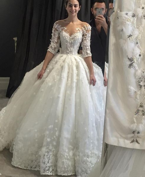 luxury 2021 new wedding es bridal gowns a line sheer neck open back with 3d flowers court train robe de mariage re73, White
luxury 2021 new wedding es bridal gowns a line sheer neck open back with 3d flowers court train robe de mariage re73, White