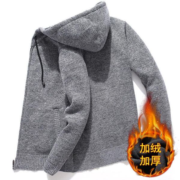 men's sweaters 2021 autumn winter brushed thickened sweater hooded cardigan zipper coat casual, White;black
men's sweaters 2021 autumn winter brushed thickened sweater hooded cardigan zipper coat casual, White;black