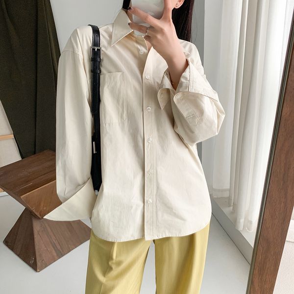 2021 early spring new women shirt korean version of solid color long-sleeved lapel boyfriend style blouse 1pjg, White
2021 early spring new women shirt korean version of solid color long-sleeved lapel boyfriend style blouse 1pjg, White