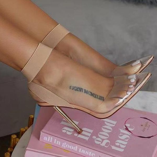 transparent women sandals pointed toe metal gold high heels fashion sandals elastic bans ankle strap party pumps size 40, Black
transparent women sandals pointed toe metal gold high heels fashion sandals elastic bans ankle strap party pumps size 40, Black