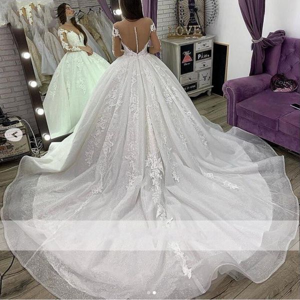 ball new luxury gown plus size sequins wedding es 2021 scoop neck long sleeves cathedral train beaded bridal gowns mariee zsyd, White
ball new luxury gown plus size sequins wedding es 2021 scoop neck long sleeves cathedral train beaded bridal gowns mariee zsyd, White