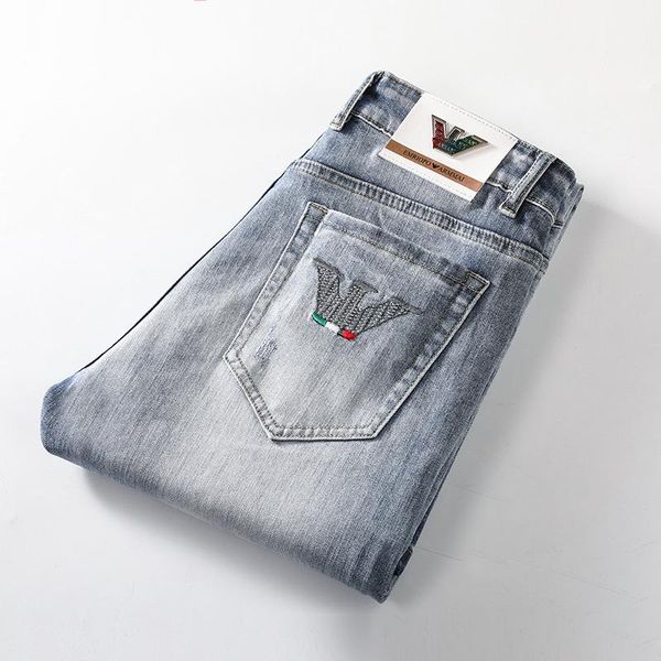men's jeans main shop's promotion of 2021 thin stretch slim casual embroidery trendy brand pants, Blue
men's jeans main shop's promotion of 2021 thin stretch slim casual embroidery trendy brand pants, Blue