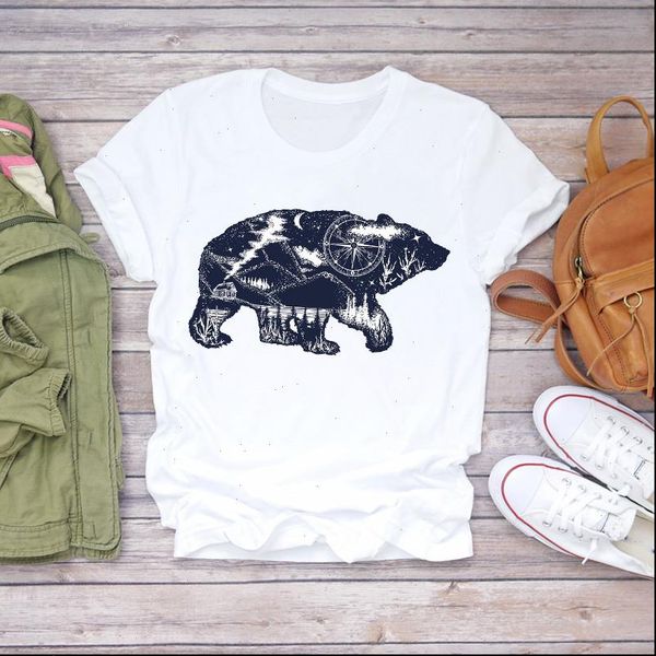 women short sleeve bear adventure cartoon cute print clothes t shirts womens t shirt ladies graphic female tee t shirt, White
women short sleeve bear adventure cartoon cute print clothes t shirts womens t shirt ladies graphic female tee t shirt, White