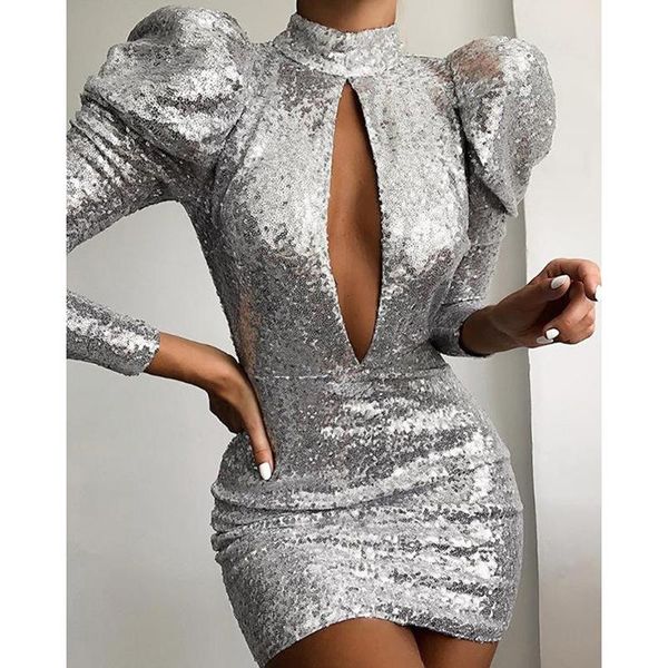 casual dresses puff sleeve sequin dress women solid color front cut out slim party long bodycon mini winter vestidos, Black;gray
casual dresses puff sleeve sequin dress women solid color front cut out slim party long bodycon mini winter vestidos, Black;gray