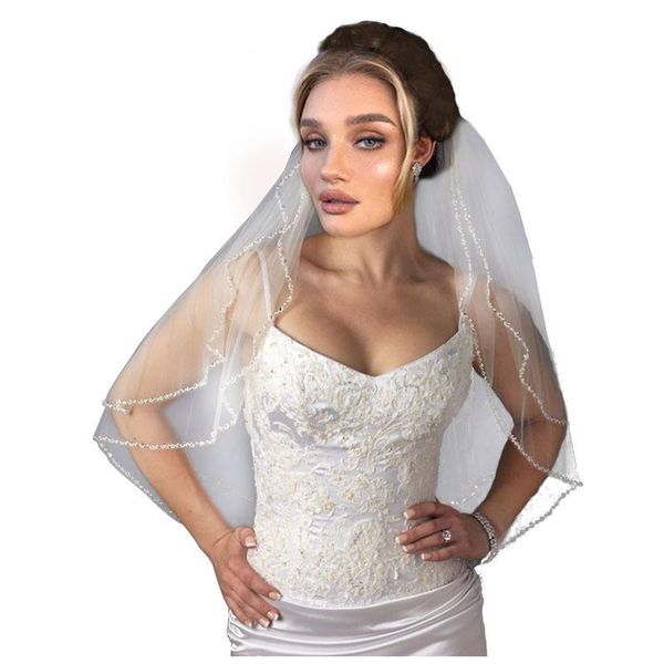 bridal veils short 75 cm pearl wedding veil two layers party white ivory tulle with comb accessories, Black
bridal veils short 75 cm pearl wedding veil two layers party white ivory tulle with comb accessories, Black